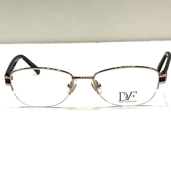 NEW Diane von Furstenberg DVF 8039 601 Glossy Gold Eyeglass Half Frame 50-17-135 - Picture 2 of 6